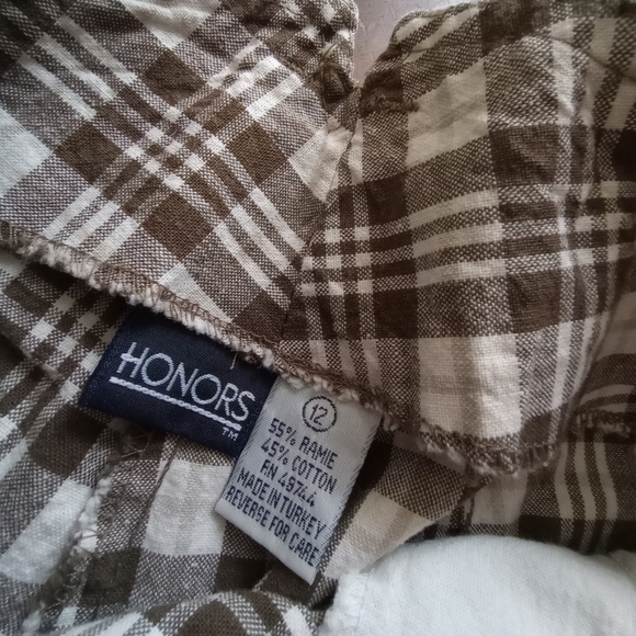 Vintage Honors Plaid Shorts Pleated High Waist Wide Leg - Picture 6 of 8